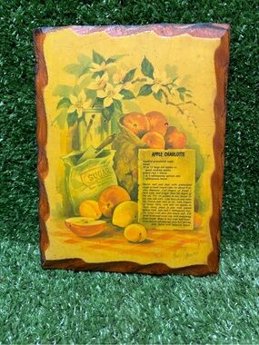 Vintage Fruit & Recipe Wall Art Plaque - Yellow Orange Still Life